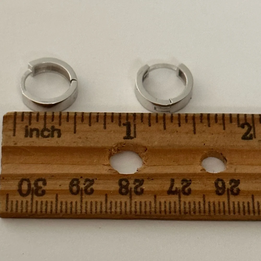 925 Silver 3mm wide earrings round hoops unisex